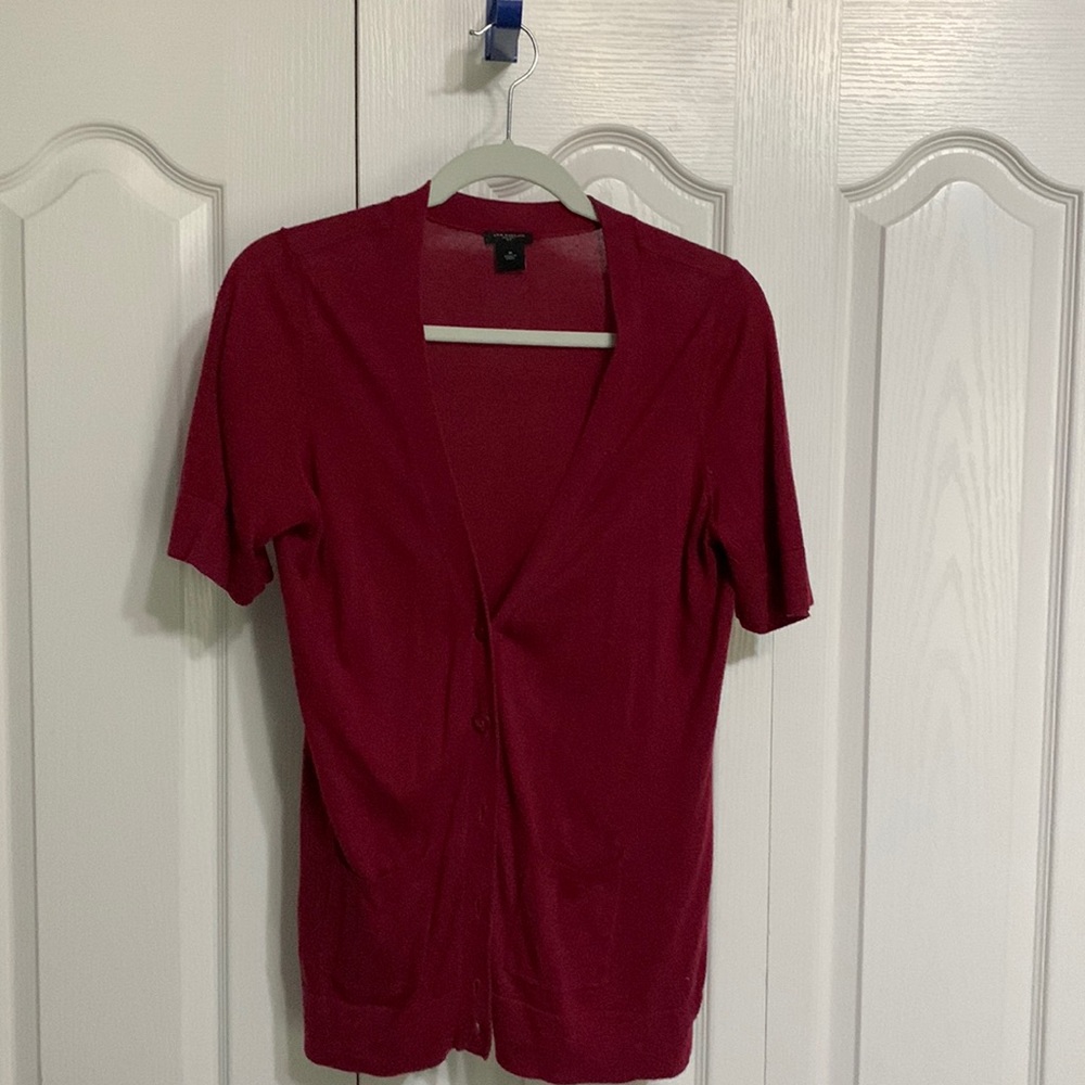 Red Ann Taylor cardigan with pockets